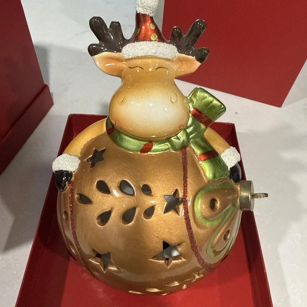 Luminary Reindeer Santa Christmas Ornament Reflection Flameless Candle Tested